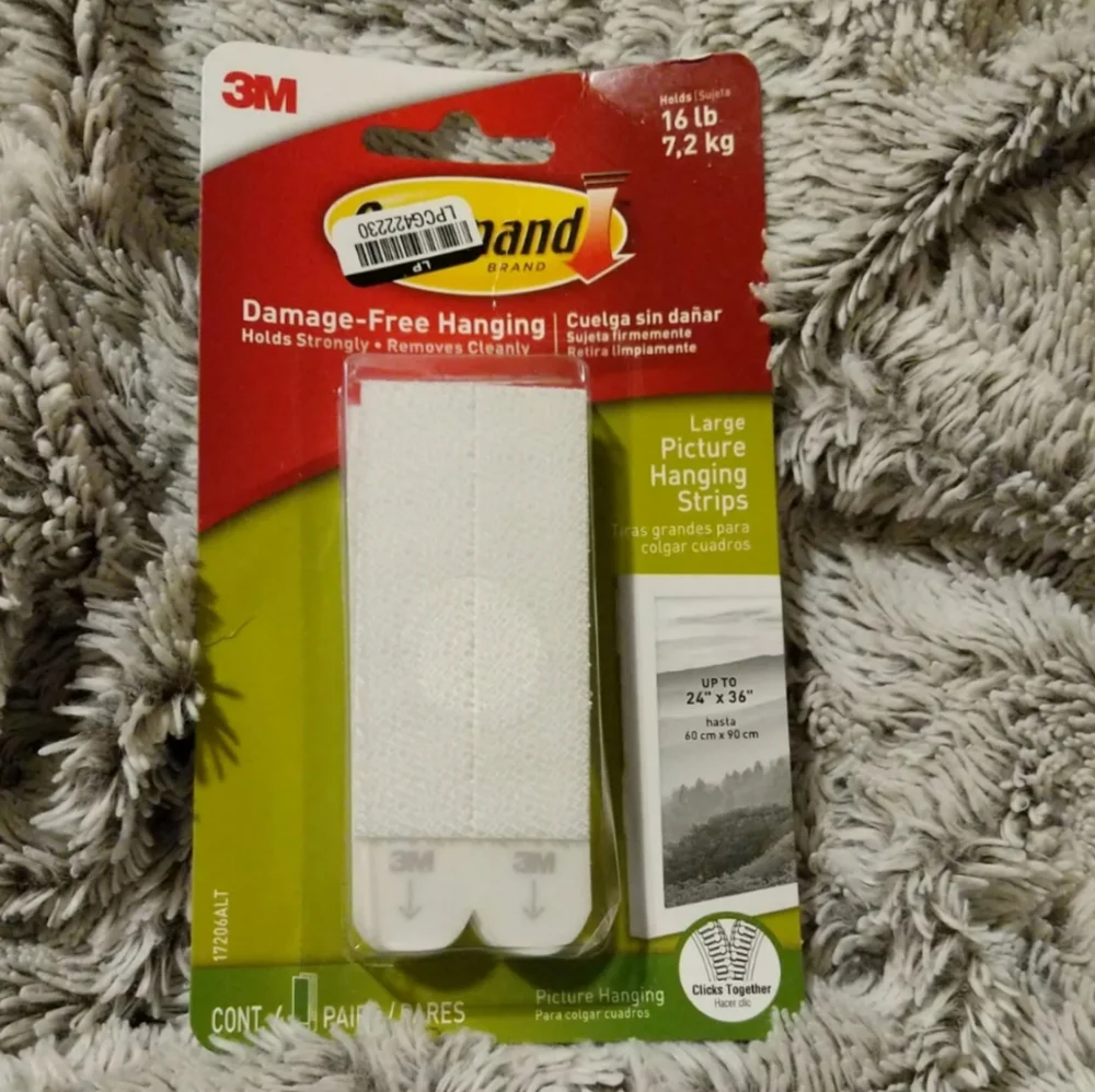 3/$15.00 3M Command Large Picture Hanging Strips 4 Pairs-Holds 16 Lbs NIB.